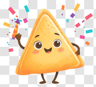 Cartoon Samosa - Smiling Yellow Tortilla Chip Party Transparent PNG