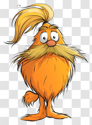 Lorax - Furry Yellow Animated Character With Orange Highlights Transparent PNG