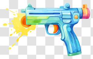 Watercolor Painting - Bright Water Gun For Summer Fun Transparent PNG
