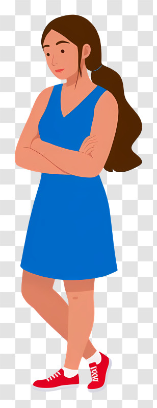 Woman Full Body - Woman In Blue Dress With Red Shoes Transparent PNG