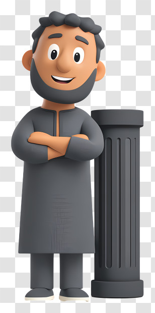 Indian Muslim Man - Smiling Man With Pillar Transparent PNG