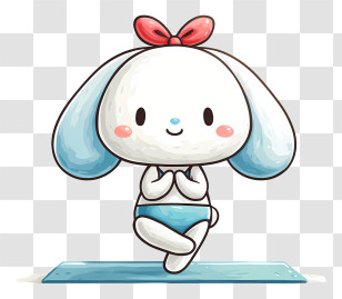 Cinnamoroll Doing Yoga - White Bunny Doing Yoga Transparent PNG