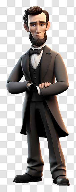Abraham Lincoln - Animated Historical Character In Suit Transparent PNG