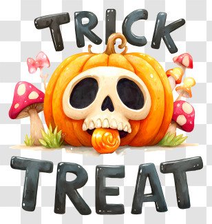 Pumpkin Trick Or Treat - Trick Treat Pumpkin Skull Transparent PNG