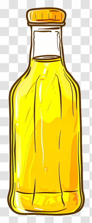 Cooking Oil - Illustrated Yellow Transparent Glass Bottle Transparent PNG