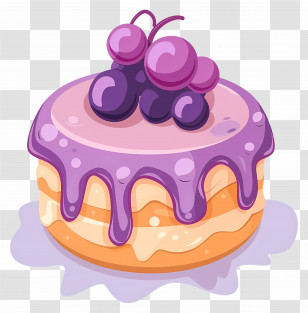 Jelly Cake - Purple Frosted Cake With Grape Topping Transparent PNG