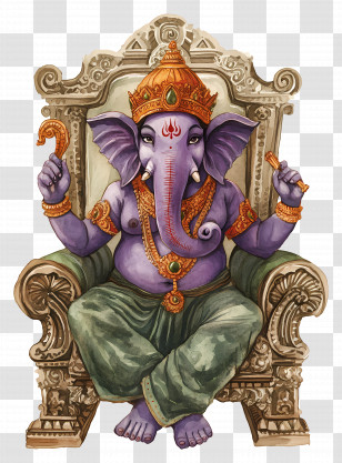 Ganesh Chaturthi - Hindu God Ganesh Sitting Illustration Transparent PNG
