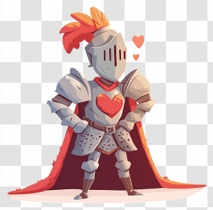 Cute Cartoon Knight - Romantic Cartoon Knight In Armor With Heart Symbol Transparent PNG