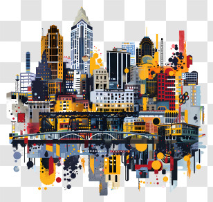 Memphis Skyline - Modern Cityscape With Abstract Style Transparent PNG