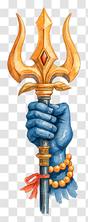 Divine Hand Holding Trident - Firm Grip Trident Illustration Transparent PNG