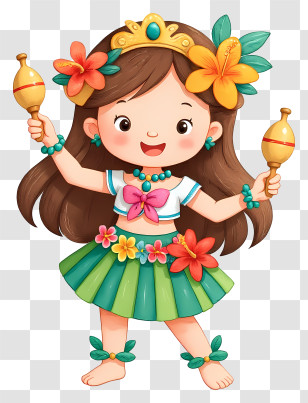 Hawaiian Girl - Cute Tropical Hula Dancer Transparent PNG