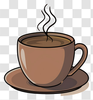 Cartoon - Steaming Coffee Cup And Saucer Transparent PNG
