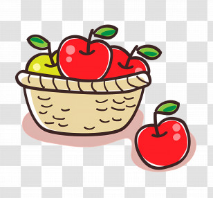 Apple - Cartoon Basket Of Apples Transparent PNG