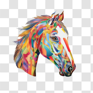 Horse - Abstract And Colorful Horse Head Artwork Transparent PNG