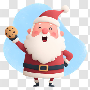 Santa Claus Holds Cookie - Cute Santa Holding A Cookie Transparent PNG