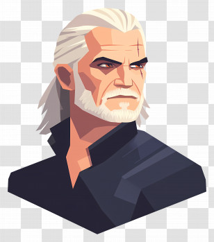 The Witcher - Cartoon Warrior With White Hair And Scar Transparent PNG