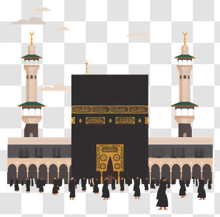 Kaaba - Kaaba And Mosque Illustration In Mecca Transparent PNG