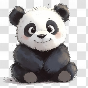 Panda Bear - Cute Panda Illustration With Fluffy Details Transparent PNG