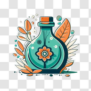 Mana Bottle - Decorative Glass Bottle With Floral Detail Transparent PNG
