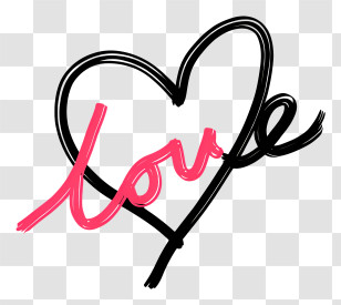 Love Sign - Love Heart Doodle With Text Transparent PNG