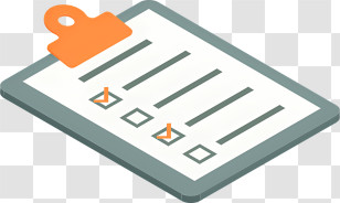 Icon - Orange Clipboard With Checklist In Flat Style Transparent PNG