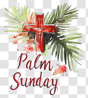 Palm Sunday - Palm Sunday Cross And Palm Leaves Design Transparent PNG