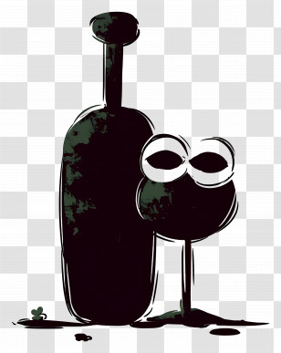 Wine Bottle - Artistic Wine Bottle And Glass Silhouette Transparent PNG