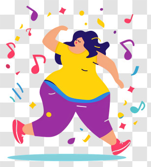 World Obesity Day - Dancing Woman With Colorful Music Notes Transparent PNG