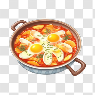 Korean Food - Egg And Sausage Stew Served In A Pot Transparent PNG