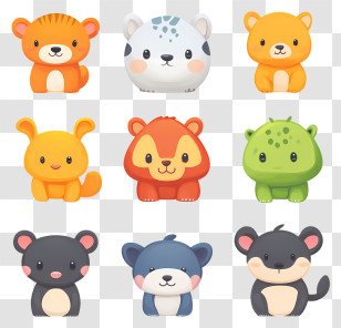 Kidcore Animal Pack - Cute Cartoon Animal Collection Transparent PNG