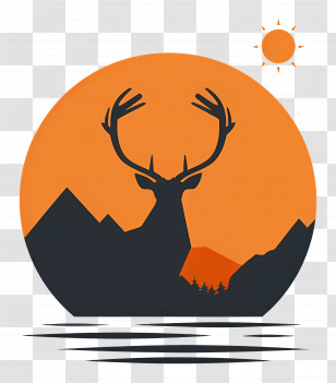 Deer - Deer Silhouette With Mountains Transparent PNG