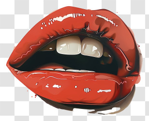 Mouth - Glossy Red Lips Artwork Transparent PNG