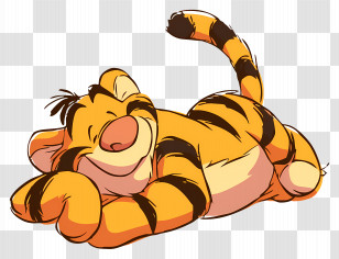 Tigger - Cute Sleeping Tiger Cartoon Resting Peacefully Transparent PNG