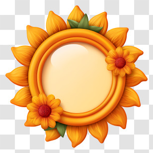 Cartoon Photo Frame - Sunny Sunflower Frame Transparent PNG