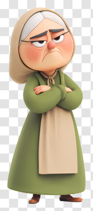 Sad Old Woman - Grumpy Old Woman In Cartoon Style Transparent PNG