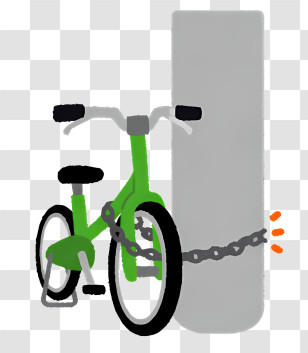 Bicycle - Green Bicycle Locked To Post Transparent PNG