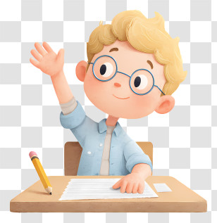 Hand Raised Student - School Boy Raising Hand Transparent PNG