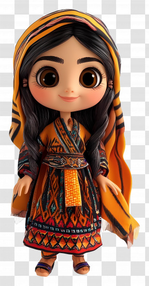 Algeria Doll - Doll In Colorful Traditional Dress Transparent PNG