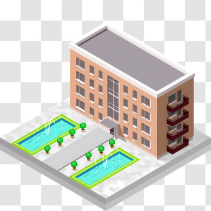 Icon - Modern Apartment Building With Pools Transparent PNG