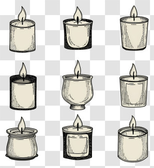 Cartoon - Various Candle Illustrations With Flames Transparent PNG