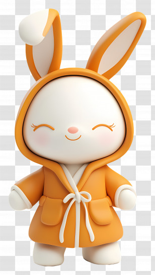 Bathrobe - Cute Bunny In Orange Robe Transparent PNG