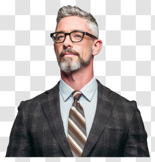 Businessman - Silver-haired Executive In Striped Tie Transparent PNG
