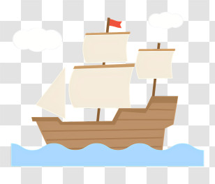 Icon - Cartoon Wooden Sailing Ship Transparent PNG