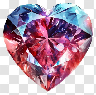 Watercolor Valentine Heart Diamond - Heart-Shaped Colorful Crystal Ornament Transparent PNG