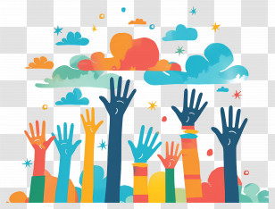 Holi Background - Raised Hands In Celebration Transparent PNG
