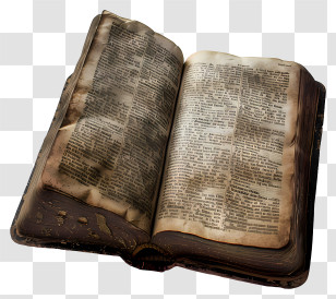 Vintage Book - Antique Open Book With Detailed Aged Pages Effect Transparent PNG