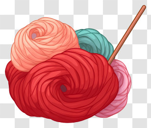 Wool Yarn - Colorful Yarn Balls With Knitting Needle Transparent PNG