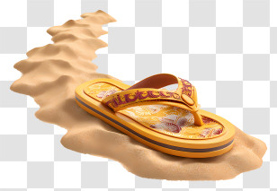 Flip Flop Trail - Flip Flop On Sandy Beach Transparent PNG