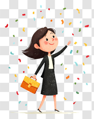 Businesswoman Holding Briefcase - Celebrating Businesswoman With Briefcase Transparent PNG