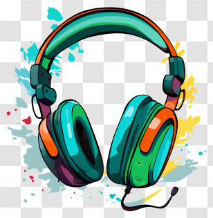 Colorful Headphones - Artistic Colorful Headphones Transparent PNG